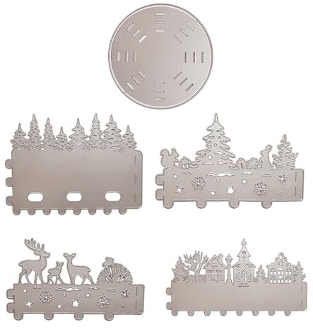 5PCS Weihnachten Stanzschablonen Weihnachtsbaum Rentier Stanzform Laterne Stanze Windlicht Tischdeko Weihnachten Kerzen Deko Stanzform Cutting Dies Adventskerze Prägeschablone DIY Weihnachtsdeko