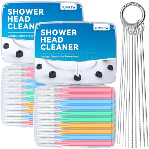 Lumkew 30pcs Multiszie Shower Head Cleaner Tool, Shower Head Cleaning Brush for Small Hole Nozzle with Storage Boxes, Showerhead Cleaner Picks Unclogger for Household Bathroom, 30 Pcs