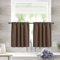 KnSam Grau Vorhänge, Stufen, Café-Vorhänge, Kurze Fenstervorhänge, wasserabweisend, kleine Vorhänge für Wohnzimmer/Küche/Café, 90 cm B x 45 cm L, Braun, 2er-Set
