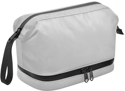 Lermende Kulturbeutel für Herren Kosmetiktasche: Wasserdicht Reise-Kulturtasche, Waschtasche mit Trocken-/Nasstasche, kompakte Reise-Kulturtasche für Rasierutensilien und Toilettenartikel (Grau)