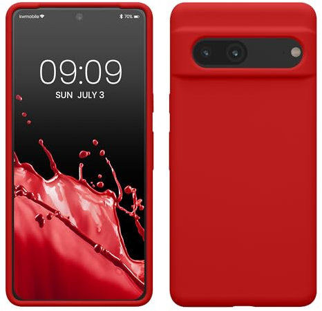 kwmobile Carcasa Compatible con Google Pixel 7 Funda - Case TPU y Silicona antigolpes - Apto Carga inalámbrica - Rojo clásico