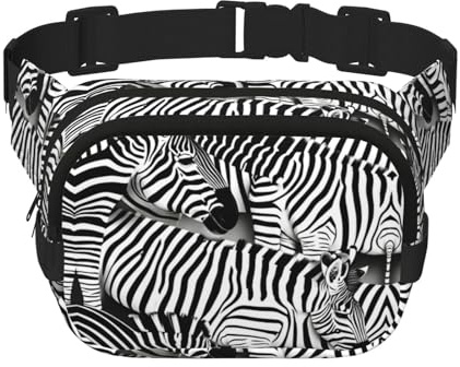 Zebra Bauchtaschen für Damen und Herren, modische Hüfttaschen für Workout, Laufen, Reisen, Wandern, Schwarz , Einheitsgröße