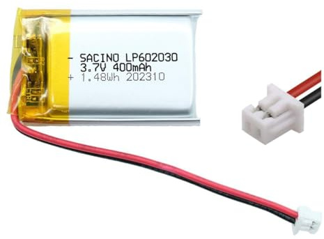 efaso Akku 3,7V Verschiedene Kapazitäten (mAh) & Verschiedene JST PH Stecker - Akkus kompatibel mit Dash Cams/Lautsprecher/Headset/Tastatur/Maus usw. (602030-3,7V 400mAh JST PH 1.25-2P Stecker)
