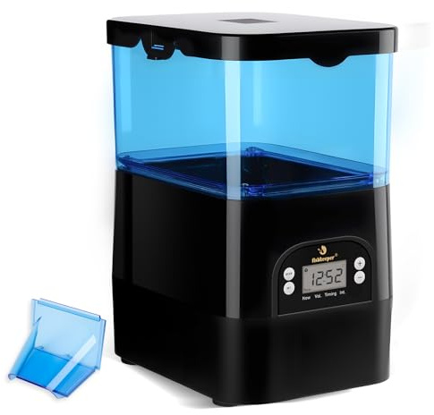 fishkeeper Distributeur automatique de nourriture pour bassin d'extérieur - Résistant aux intempéries et anti-basculement - Distributeur de nourriture pour carpes koï programmable avec écran LCD - 2,8