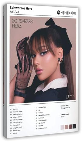 Ayliva Album-Poster, Schwarzes Herz, Leinwandposter, Wandkunst, Dekordruck, Bild Gemälde für Wohnzimmer, Schlafzimmer, Dekoration, 20 x 30 cm