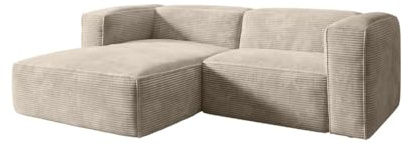 Luxusbetten24 Designer Sofa Comfy L Mini in Cord Beige Links