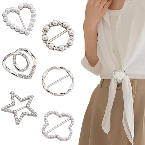 Broschen Set für Kleidung, Damen Metall T Shirt Clip, Strasssteine Schnalle Schal Ringschnalle Kleidungs Eckknopf Metall Kreis Clip, Elegante Damen Broschen, Ausschnitt Verkleinern