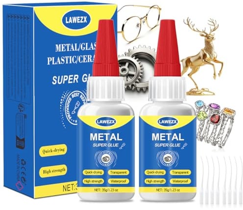 Pegamento Instantáneo para Metal Extra Fuerte, LAWEZX Pegamento Metal Líquido Ultra Resistente 35g x 2, Adhesivo Fuerte para Aluminio, Acero, Hierro, Cobre - Transparente, Resistente al Agua y Calor