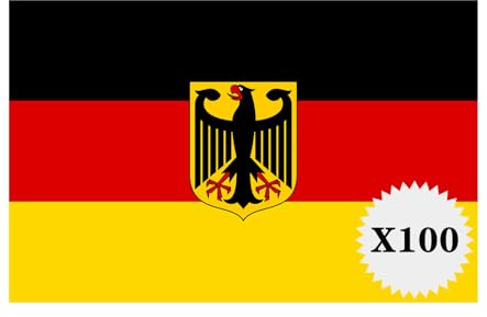 TAKONE 100 Stück Deutschland Flagge Aufkleber Adler Motiv PVC wetterfest | 100 Stück, Deutschland Flagge, Adler Motiv, PVC, wetterfest, selbstklebend