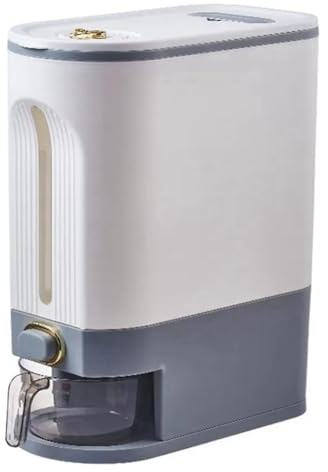 Bosiyrggrl 1PC Rice Storage Box Sealed Rice Dispenser Capacity Grain Storage Jar Bucket Pet Food Container Easy to Use,L,Grey