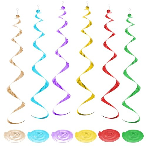 18 Stück Hängende Spiralen Girlanden Fasching Deko Luftschlangen Party Dekorationen Folien Wirbel Deko Spiral Girlande Deckenhänger Spiral für Hochzeiten Geburtstag Weihnachten Karneval