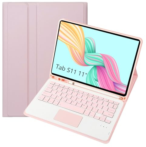leleyo Funda Teclado para Samsung Galaxy Tab S11 11,Rosa | Cover con Teclado inalámbrico magnético extraíble stand QWERTY