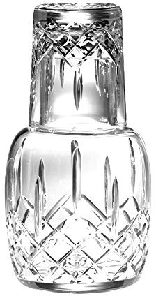 Barski - Soufflé à la bouche – Coupe à la main – Cristal – Lot de 2 pièces – 708,7 g – Carafe de chevet / carafe de bureau avec verre – 21 cm de hauteur – Fabriqué en Europe