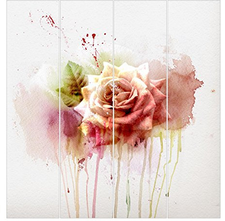 Bilderwelten Schiebegardinen Aquarell Rose - 4 Flächenvorhänge Ohne Aufhängung 4X 250x60cm