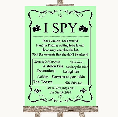 Green Wedding Sign Collection Green I Spy Disposable Camera Wedding Sign
