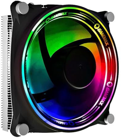 GameMax Gamma 300 ARGB CPU Cooler, ARGB LEDs, 5 Heatpipes, 1 x 120mm ARGB Fan, ASUS Aura Sync, Compatible for AMD and Intel Platforms | Black/Silver , Multicolour light