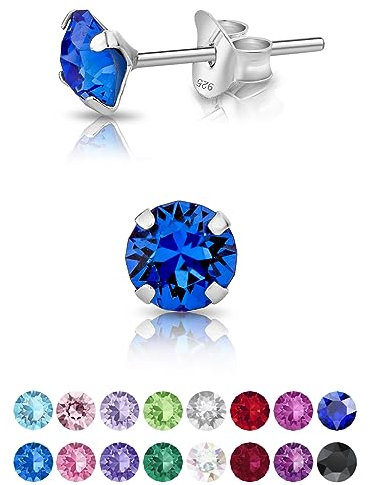 Orecchini Blu - Orecchini Punto Luce - Orecchini Zaffiro Blu - Orecchini Donna Argento 925 - Orecchini a Perno - Orecchini Argento Donna - Punto Luce Orecchini Colorati