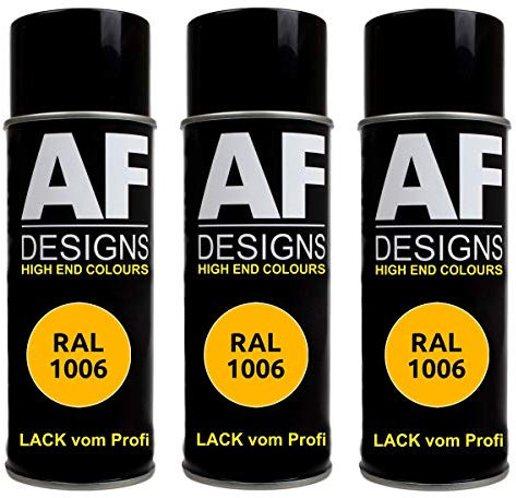 Alex Flittner Designs 3x RAL Lackspray Autolack Buntlack Spraydose RAL1006 MAISGELB matt