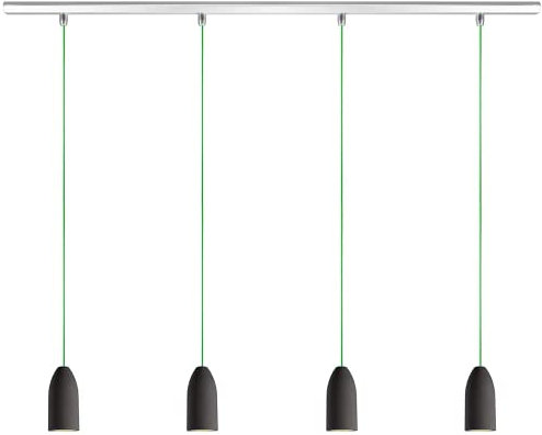 Buchenbusch urban design Beton Deckenlampe 4 flammig dark edition, Pendelleuchte Esstisch dimmbar mit Textilkabel Neon-Grün, Pendelleuchte Esszimmer