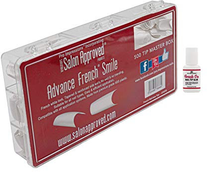 Pro Impressions - Advance White® Smile Nail Tips (500 Tips + Brush On Glue)