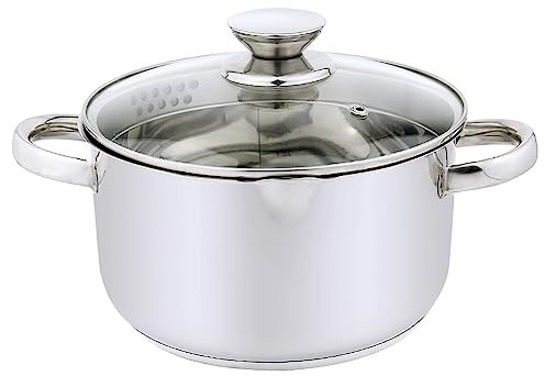 Michelino Kochtopf Edelstahl mit Metallgriff Edelstahltopf 5 Liter