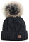 Ever Bloom Strickmütze Damen Zopfmuster, Beanie Mütze mit Kunstfell Bommel Abnehmbar, made in EU, Warme Wintermütze mit Fleece Innenfutter Hochwertig, Mütze Farben:Schwarz