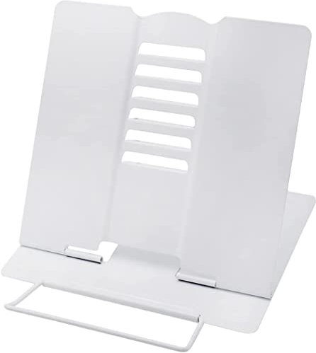PIQIUQIU Support de Lecture Métal, Support de Livre de Cuisine Réglable, Pliable Porte-Livre(Blanc)