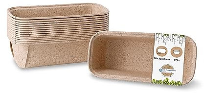BIOZOYG Stampi rettangolari di carta cacao 16x5,5x5 cm I mini stampi per torte con struttura pregiata I stampo carta marrone I stampi per torte a fantasia I ciotole adatte al forno 675 pezzi