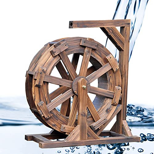 Holz Wasserrad Wasserspiel Wassermühle Garten Brunnen Gartendekoration Water Fountain Wasserfall gartenteich Wheels Wasserlandschaft Handgemacht teich deko für Hof,Wohnzimmer,Aquarium,Externe Szene