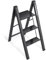 KINGRACK Stufenleiter, Trittleiter 3 Stufen, Klapptrittleiter mit Handlauf, rutschfeste Haushaltsleiter mit Klappsicherung, Aluminium Tritthocker Schwarz