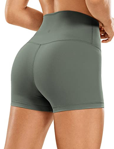 CRZ YOGA Naked Feeling Damen Radlerhose Blickdicht Hohe Taille Kurze Sporthose Yoga Sommer Shorts für Gym Sport - 7cm Grauer Salbei 36