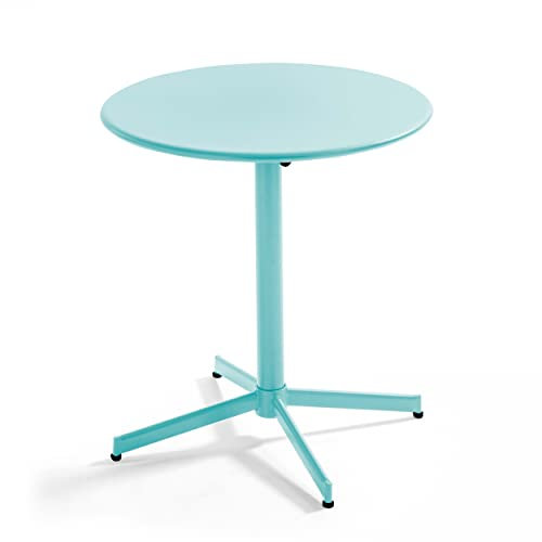 Oviala Palavas Gartentisch, rund, Bistro, neigbar, Stahl, Türkis, 70 cm