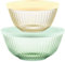 Pyrex Colors (2-Pack) Sculpted Tinted Small/Medium Glass Mixing Bowls with Lids, Nesting Space Saving Set of Bowls for Prepping and Baking, 1.3QT & 2.3QT