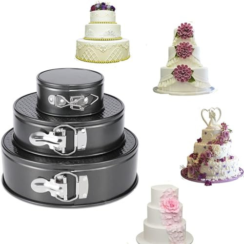 3 Stück Springform, Runde Backform, Backformen, Tortenform Kuchenform Rund Mit Abnehmbarem Boden Antihaft Springform Set, Kuchenbackform Für Geburtstag/Hochzeit/Hause (20/22/24cm)