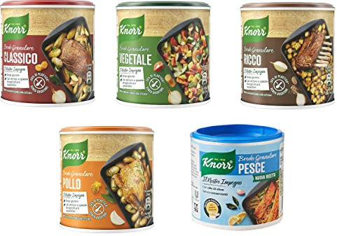 Testpaket Knorr Brodo Granulare pflanzliche granulierte Brühe 5x150g Geschmack für Ihre Gerichte Gluten-frei laktosefrei 100% Italienische Brühe