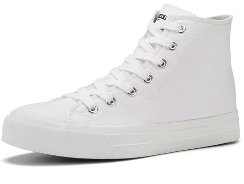 Casbeam Damen Denim Laufen Turnschuhe Schuhe Leinwand Schuhe Sneakers High Top Canvas Schuhe Mode Sneakers Alle weiß