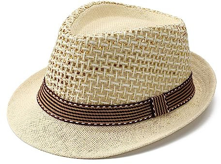 TINAYAUE Chapeau de soleil élégant pour homme - Chapeau d'été en maille respirante - Chapeau de paille à bord court enroulable - Cadeau pour papa, maman, personnes âgées - Chapeau Fedora Trilby - Cool