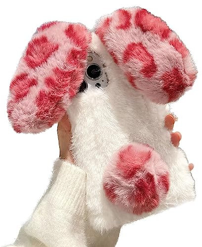 Tivenfezk Nadoli Hase Pelz Hülle für iPhone X/XS,3D Kaninchen Ohr Case Warme Flauschige Plüsch Schutzhülle Handy Schale Tasche Soft Bunny Cover