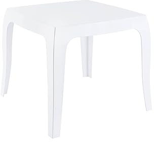 Gartentisch - Eckig - Beistelltisch - Kunststoff - Terrasse - UV beständig - Wetterfest - Weiß - 51x51x43cm