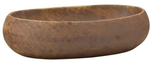 vidaXL Aufsatzwaschbecken, Oval Waschbecken mit Muster, Handgefertigt Waschtisch Waschschale für Badezimmer, Handwaschbecken Spülbecken, Braun 59x40x15 cm Keramik