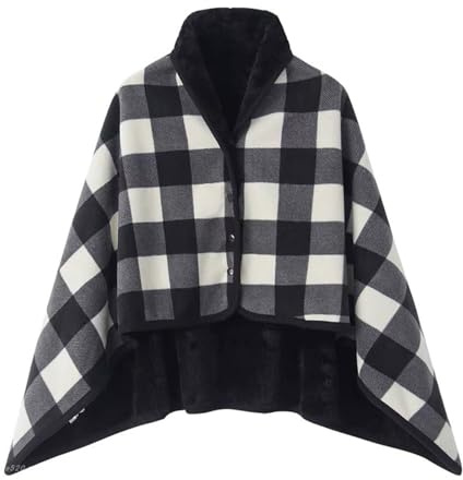 EBbels Damen Schal Winter Übergroßer Warme Winterschal Mit Knopf Weich Deckenschal Fleece Oversized Poncho Cape Pullover Unisex Dicker Winterschal, Winter Warm Decke