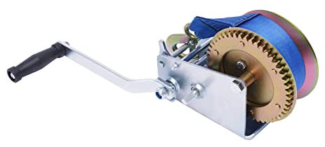 Handseiwinde mit 10m Gurtband 1600kg/3500LS Bootswinde Gurtwinde Seilwinde Winde Stahlseil Gurtwinde Textilband für Werkstatt Garage Anhänger Boot (3500)