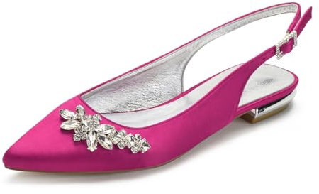 Brautschuhe Blockabsatz Hochzeit Schuhe für Damen Bequeme Geschlossene Zehen Spangenpumps Damen,Rose,42 EU