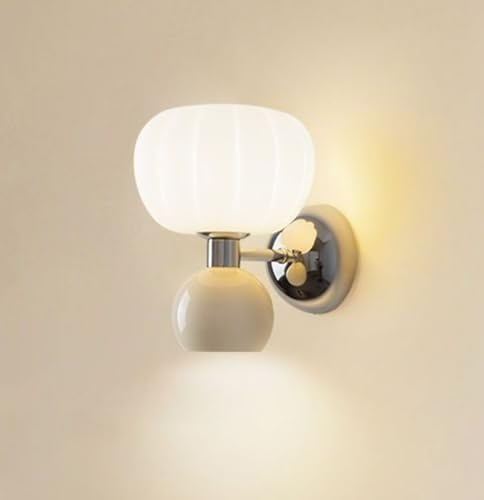 TPWEWRX Moderner Wandleuchter für Innenräume Kreative Kürbisform Wandleuchten Schlafzimmer Nachttisch Wandleuchte Wohnzimmer Wandleuchte Beleuchtungskörper für Arbeitszimmer Kinderzimmer (White)