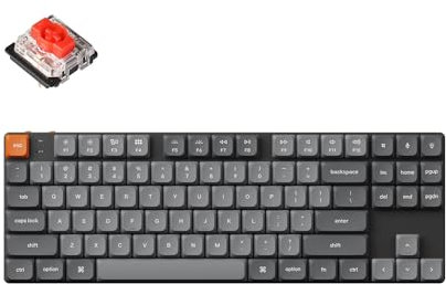 Keychron K1 Max Ultra-Slim QMK/VIA Bluetooth Wireless/USB Wired Custom Mechanische Tastatur, 2.4 GHz, Gaming-Tastatur mit TKL-Layout, Weiß-LED und Low-Profile Gateron Red Switch