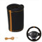 Lenkradbezug Pu Leder, Auto Lenkradhülle zum schnüren Nähen Gestreift Sport Design M4 Schwarz Orange Universalgrösse 37-38 cm