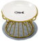 Ceramic cat bowl with iron Stand, pet bowl with anti slip pad, cat food container dish (Gold Stand + Fishbone Dish)
