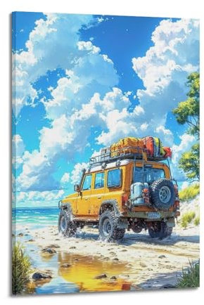 UNSGA Anime-Auto-Poster, Jeep-Reise, Offroad-Camping-Poster, dekorative Malerei, Leinwand, Wandposter und Kunstdruck, moderne Familienschlafzimmer-Dekoration, Poster, 40 x 60 cm