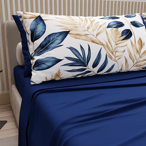 PETTI Artigiani Italiani - Lenzuola in Cotone con Federe in Stampa Digitale, Lenzuola Matrimoniali, Completo Letto Matrimoniale, Sharm, 100% Made in Italy