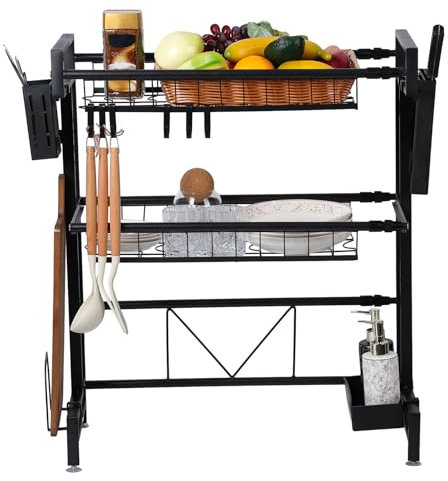 bephible Égouttoir à vaisselle au-dessus de l'évier, égouttoir à vaisselle à 2 niveaux de grande capacité, support de rangement pour assiettes, bols, casseroles double couche